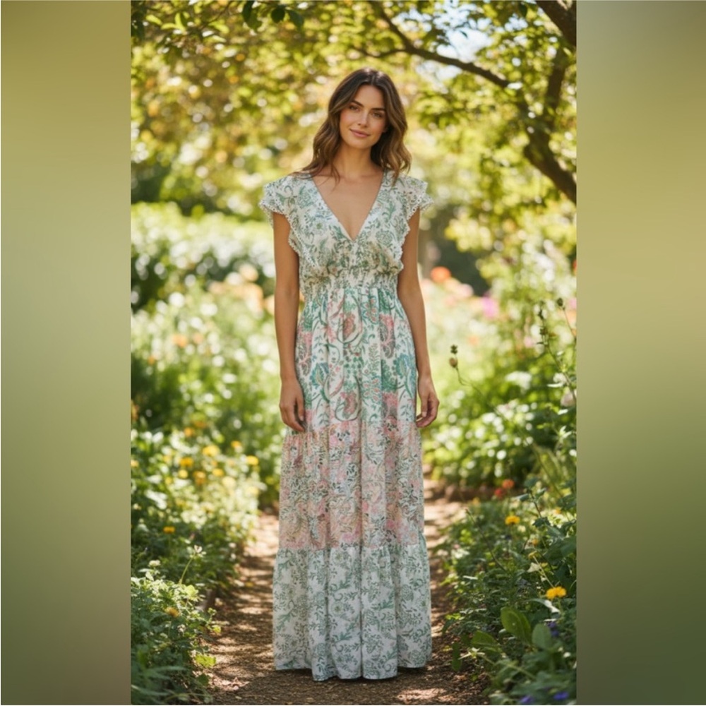 House of Harlow 1960 x REVOLVE Pastel Floral Tiered Maxi Dress